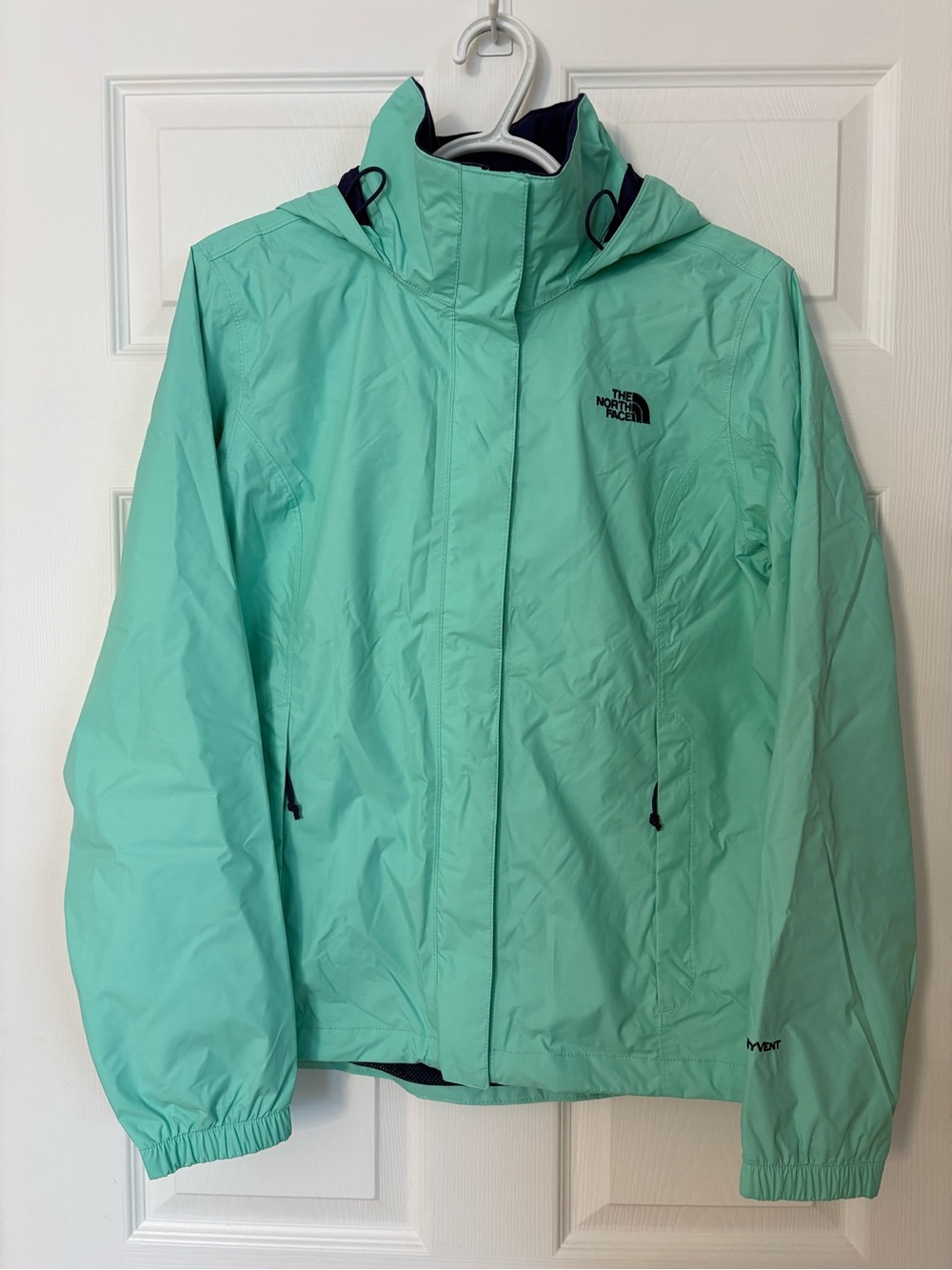 The North Face Women's Mint Green Hooded Waterproof Jacket - Sz M